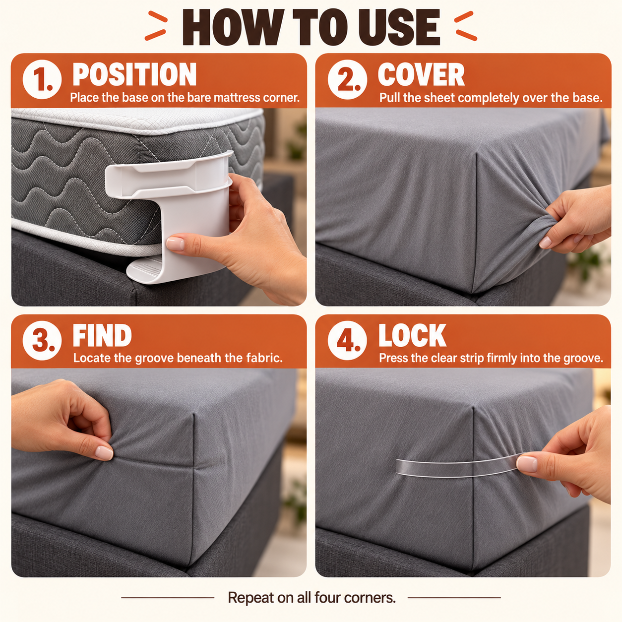 Invisible Bed Sheet Corner Lock Clips