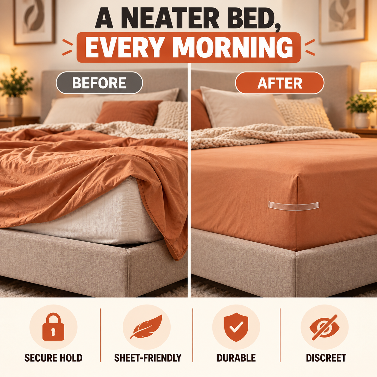 Invisible Bed Sheet Corner Lock Clips